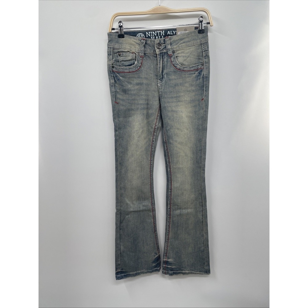 Ninth Hall Alyssia Jeans Women's 0 Blue Embroidered Contrast Stitch Bootcut NWT